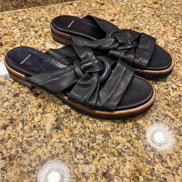 Aquatalia Harley Women’s Black Leather slip on Sandals Size 8 Made in Italy. - Picture 5 of 8